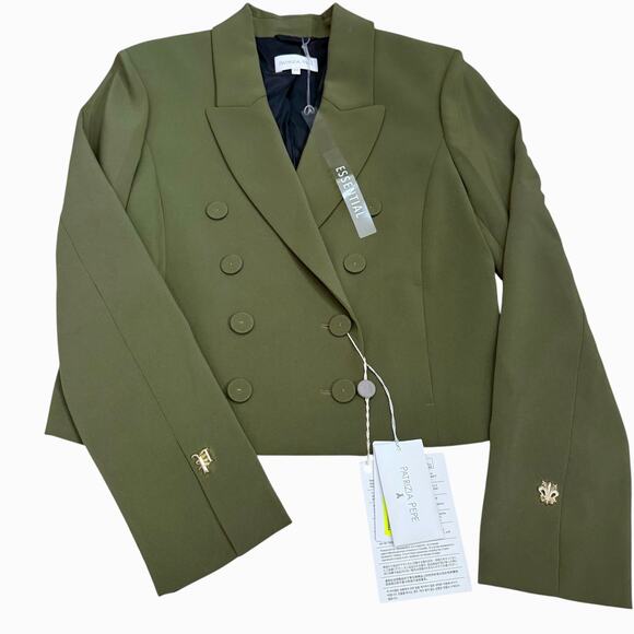 Patrizia Pepe-NWT-Military Green Double-Breasted Blazer Jacket Sz42(US6) Ret$550 - Picture 3 of 5